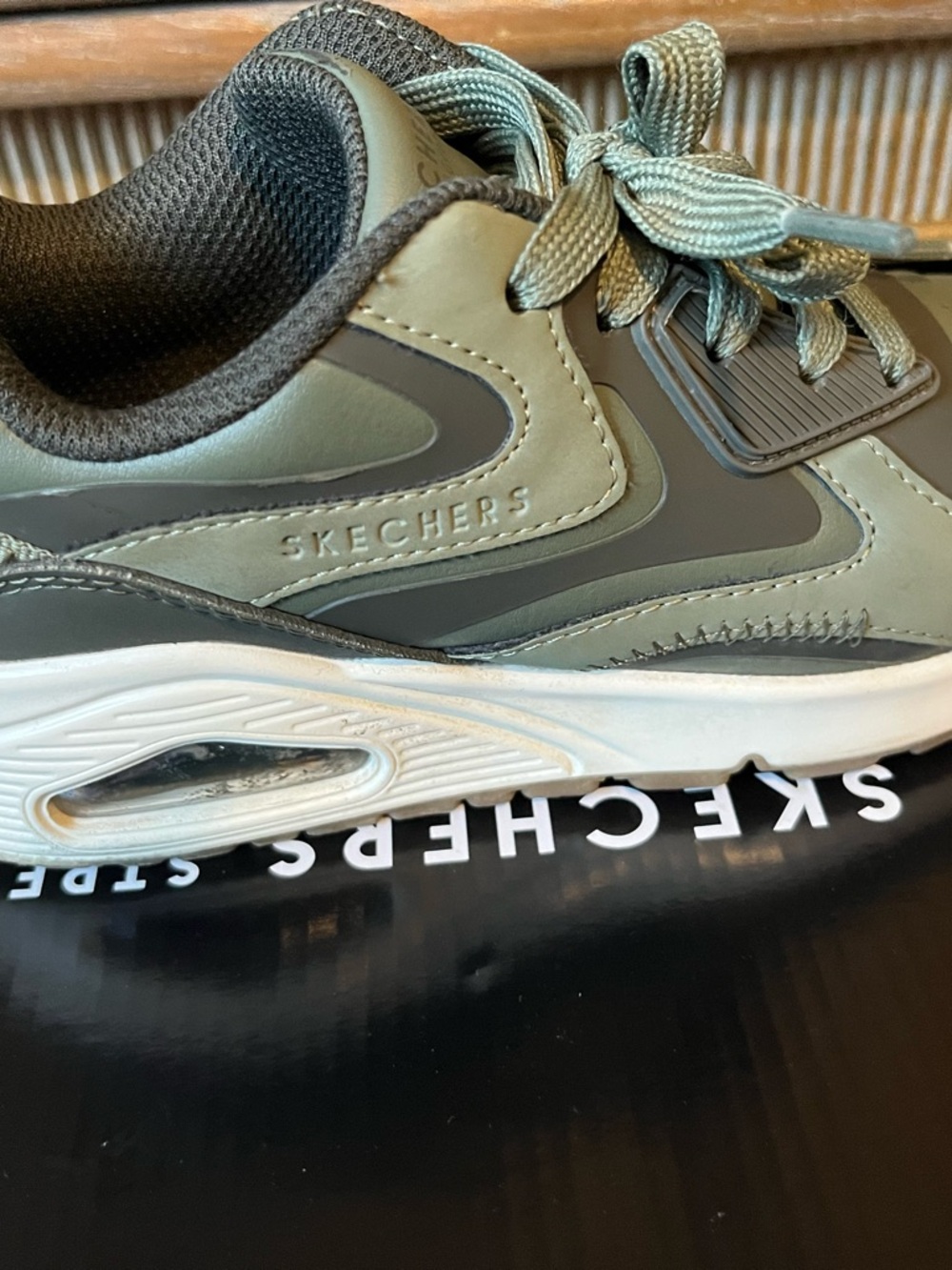 Skechers Olive and Dark Gray Athletic Trainers